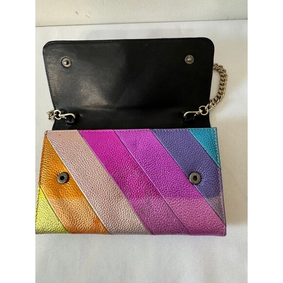 KURT GEIGER LONDON KENSINGTON WALLET ON CHAIN metallic leather preloved - Picture 7 of 12